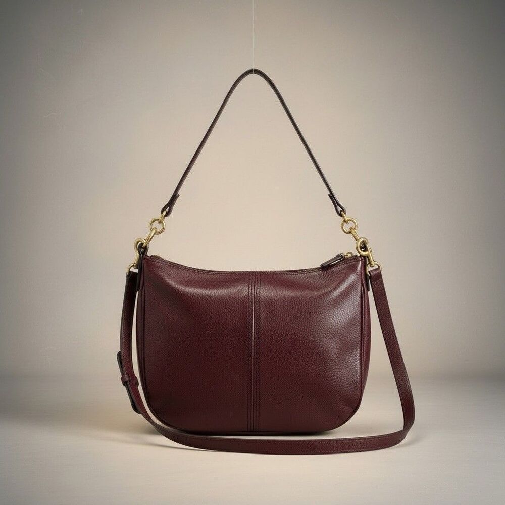 Fossil Jolie Leather Burgundy Hobo Bag